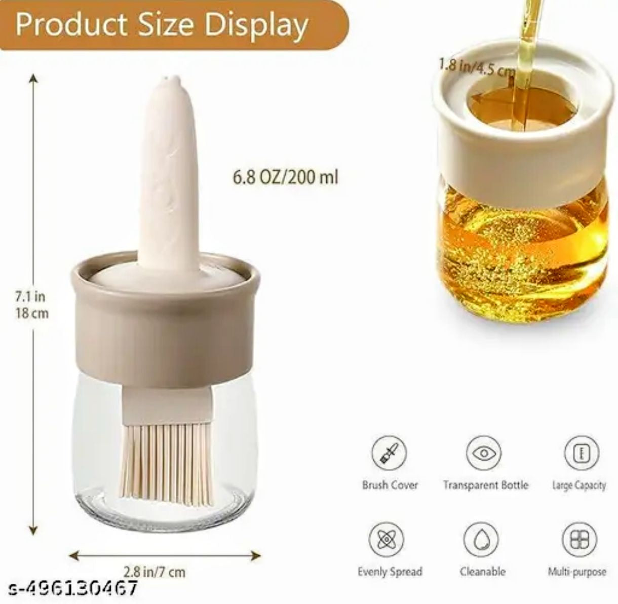 Oil Dispenser for Kitchen, 2 IN 1 Oil Dispenser Bottle with Silicone Basting Brush for Cooking...